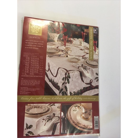Lenox Holiday Nouveau Ribbon Multi Color Round 70" Tablecloth New Christmas Xmas - Picture 6 of 9